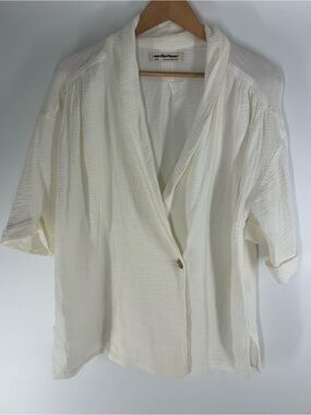We The Free Cream Button-Front Wrap Blouse